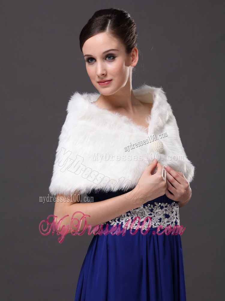Gorgeous Rabbit Fur Special Occasion / Wedding Shawl In Ivory With V-neck